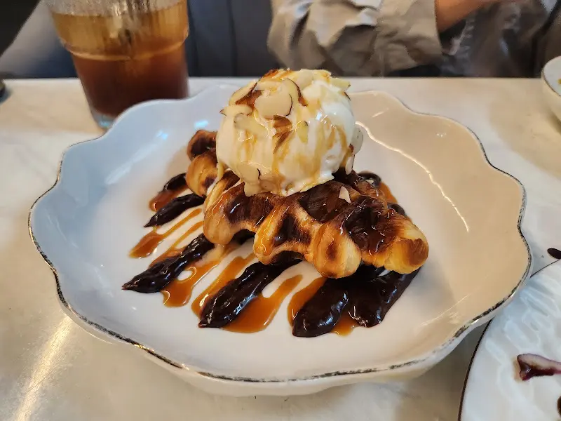 아이스크림 와플 근접샷