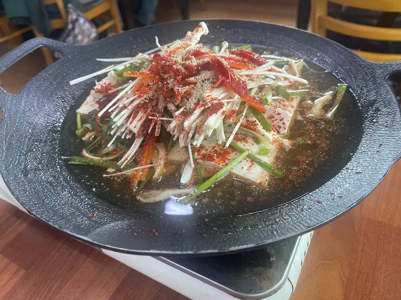 두부전골의 클로즈업 샷