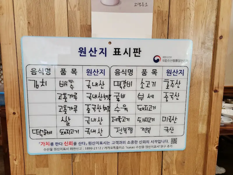 원산지 표시판
