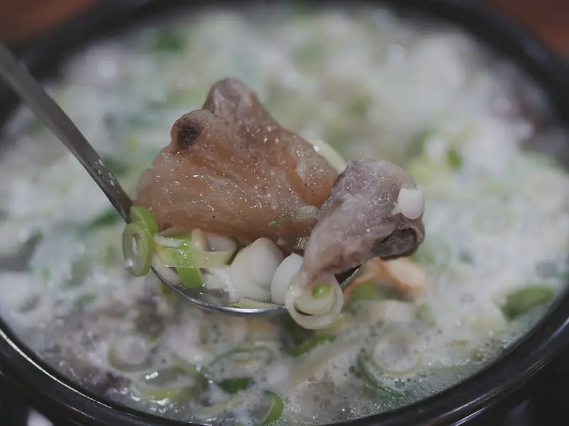 국자로 떠올린 도가니