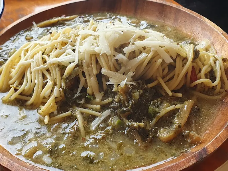 시래기 파스타 클로즈업