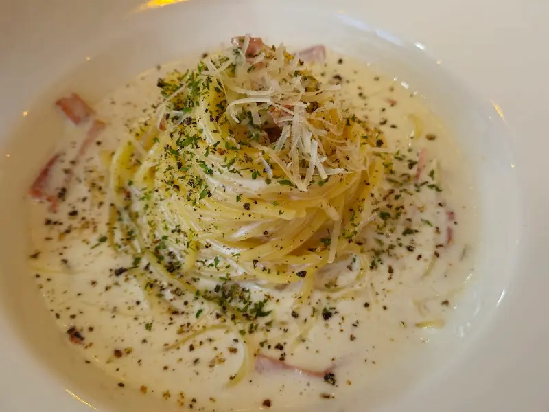 크림 파스타 확대샷