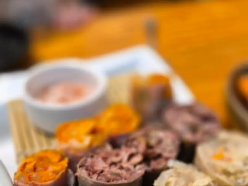 클로즈업된 수제 순대