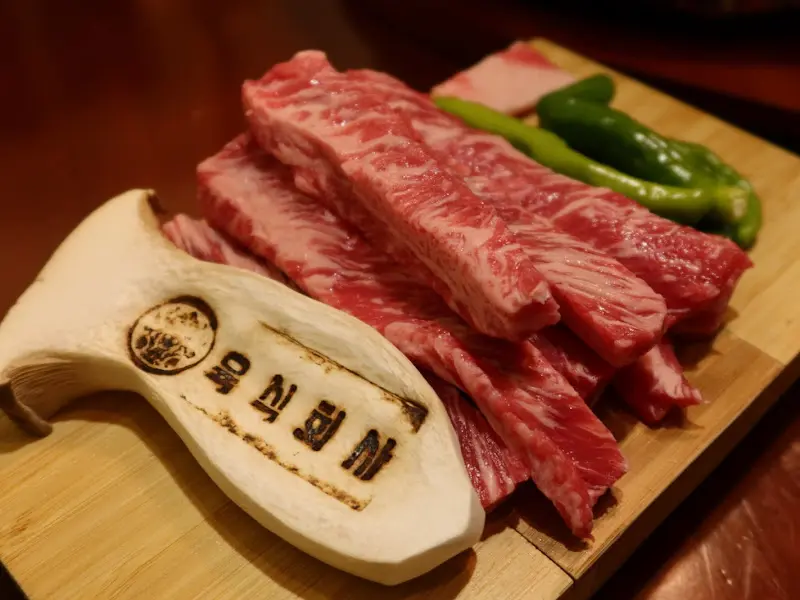 신선한 소갈비살과 버섯