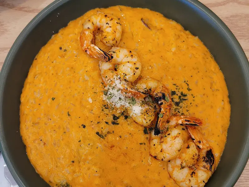 새우가 올라간 단호박 리조또