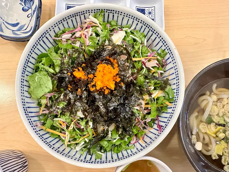 채소와 김가루, 날치알이 듬뿍 올라간 회덮밥