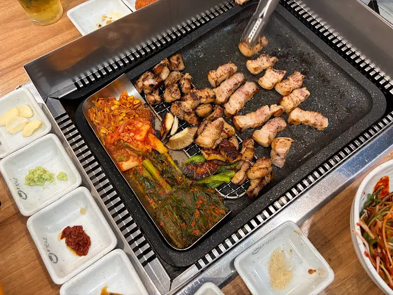 삼겹살과 갓김치