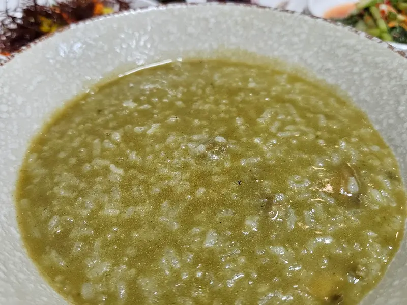 전복죽의 클로즈업