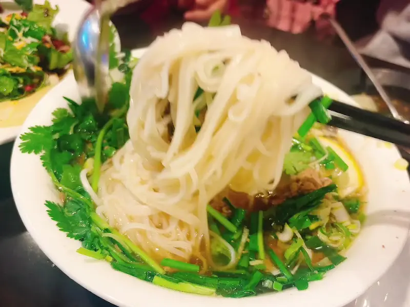 싱그러운 채소가 듬뿍 올려진 쌀국수