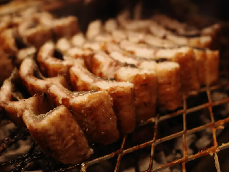 잘 구워진 장어 단면