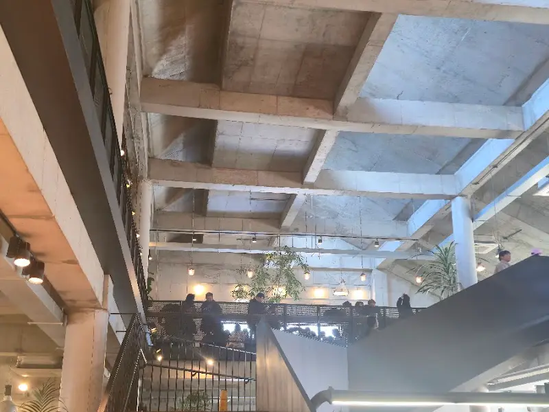 카페 내부의 층고 높은 구조