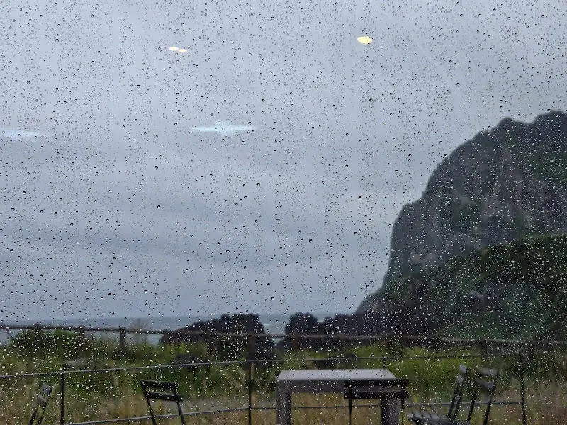 궂은 날씨의 창밖 뷰