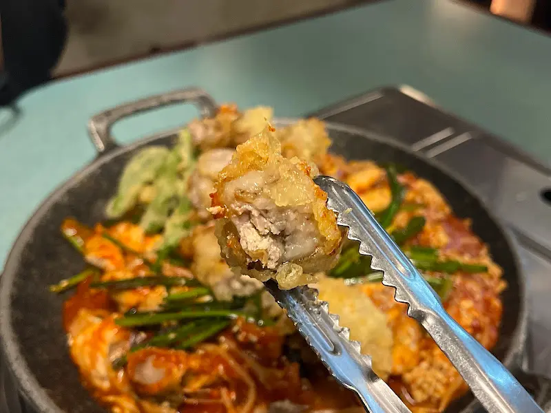 곱창 튀김 단면