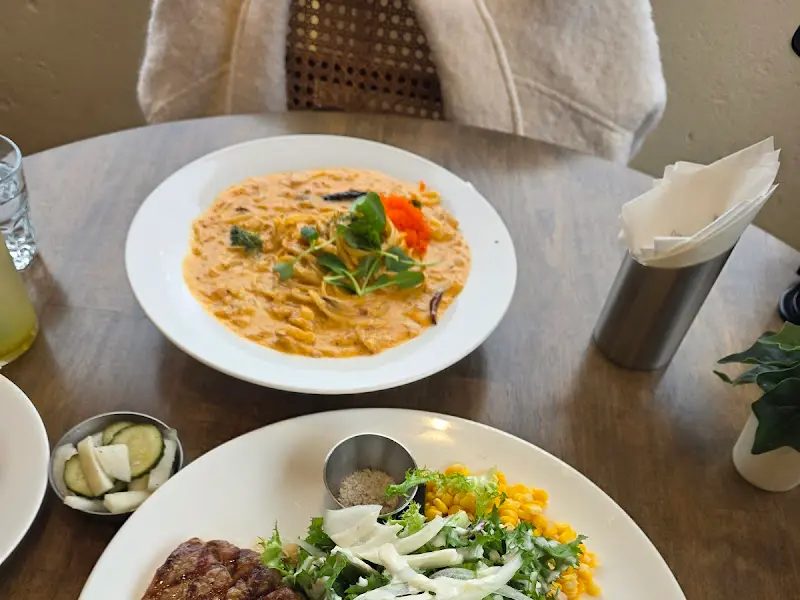 게살 파스타 근접샷