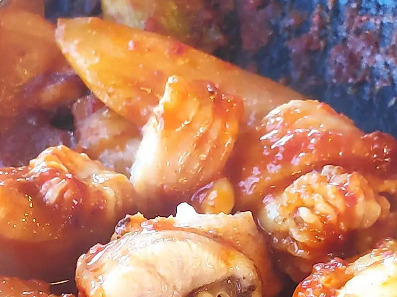 양념 꼼장어의 클로즈업 샷