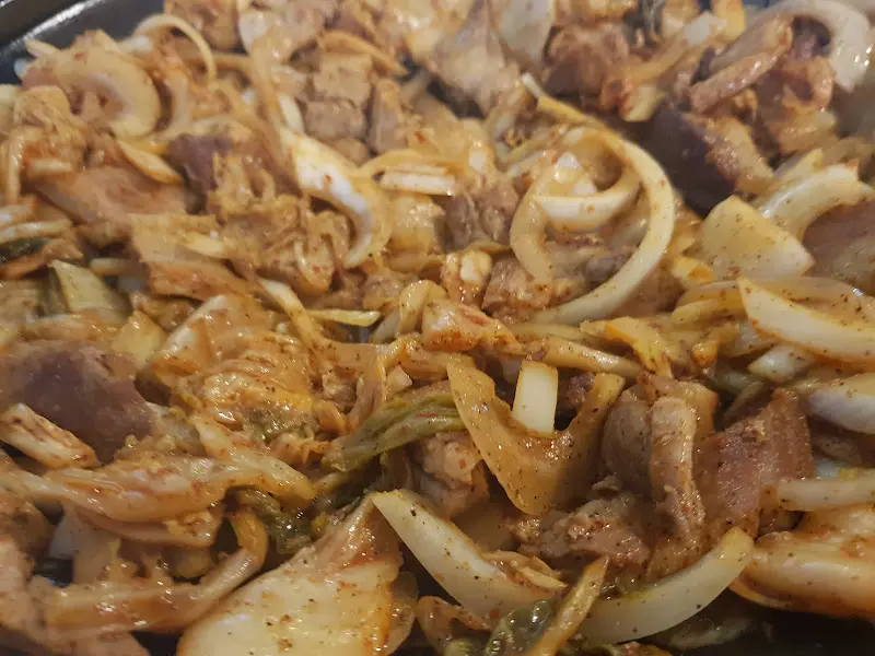 돼지김치구이의 클로즈업