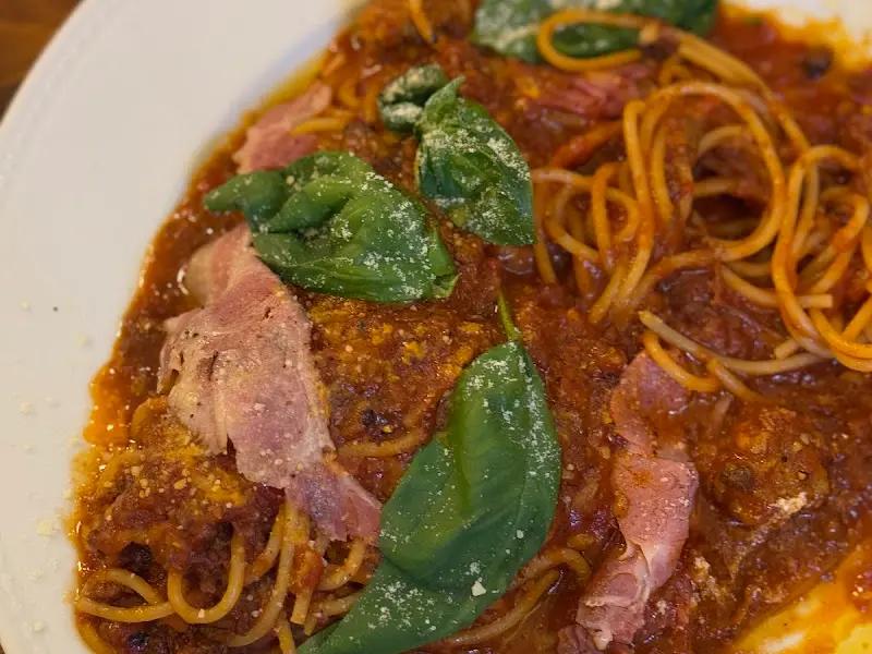 볼로네제 파스타 근접샷