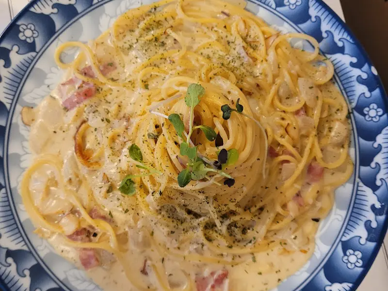 크림 파스타 근접샷