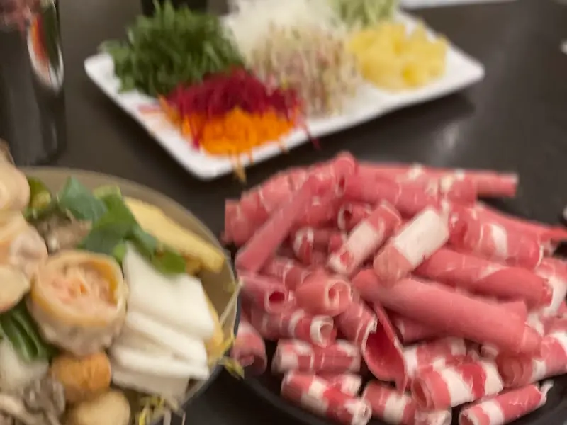 샤브샤브 재료와 고기