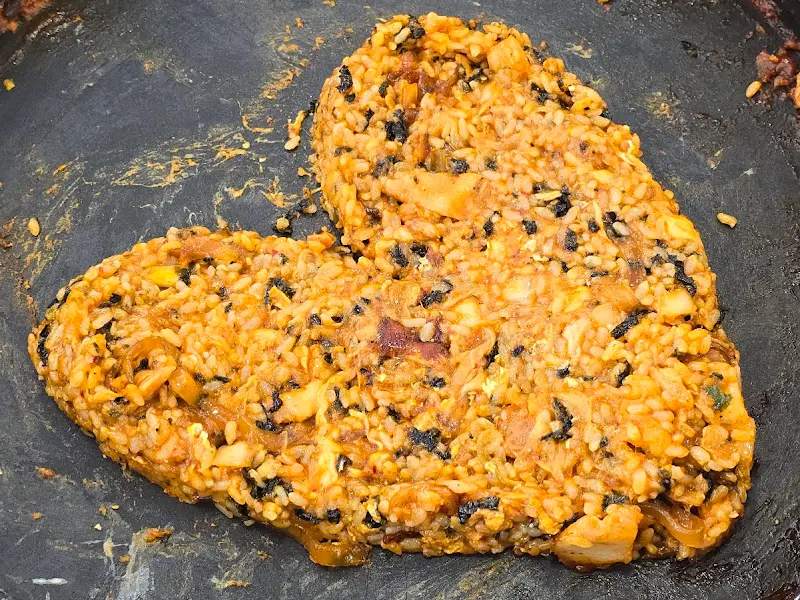 하트 볶음밥 항공샷