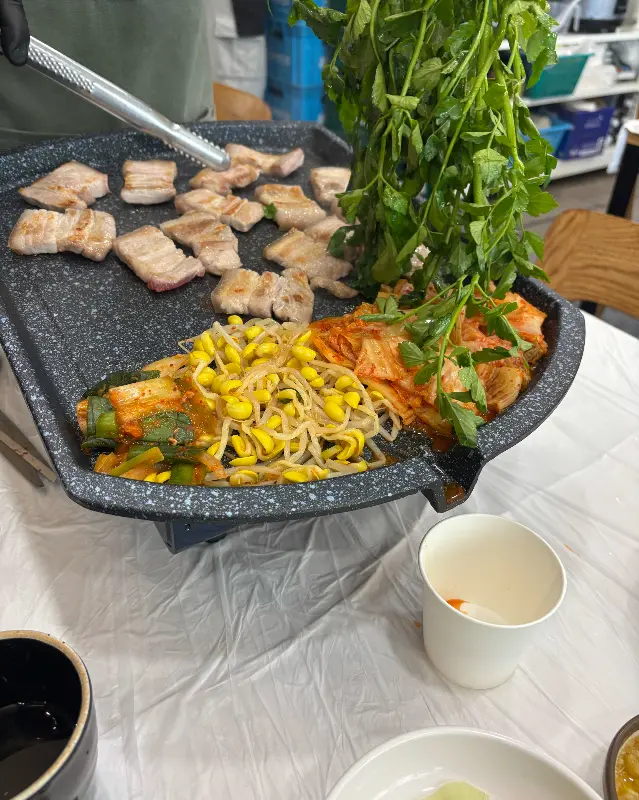 미나리와 삼겹살