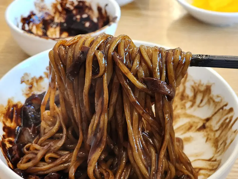젓가락으로 들어올린 짜장면