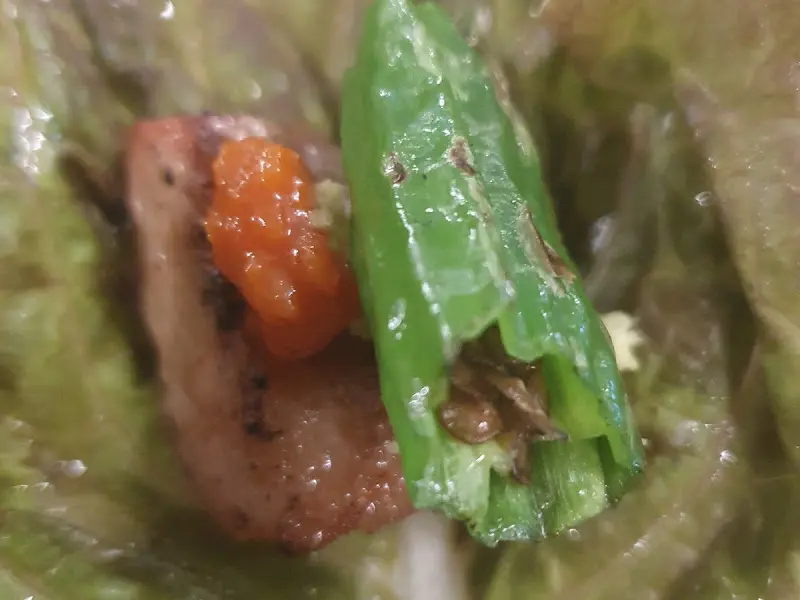 쌈에 싸여진 고기