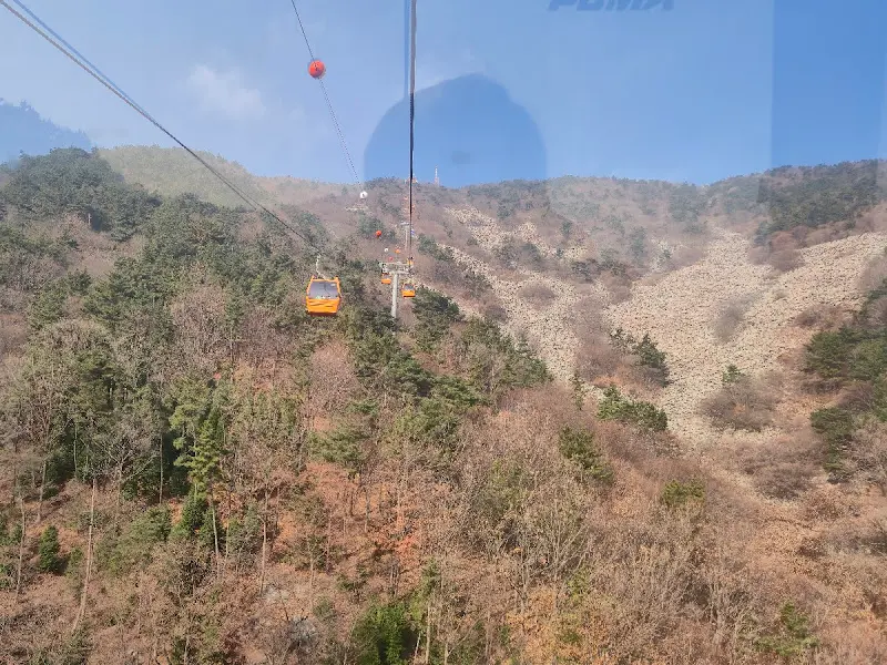 산을 오르는 케이블카