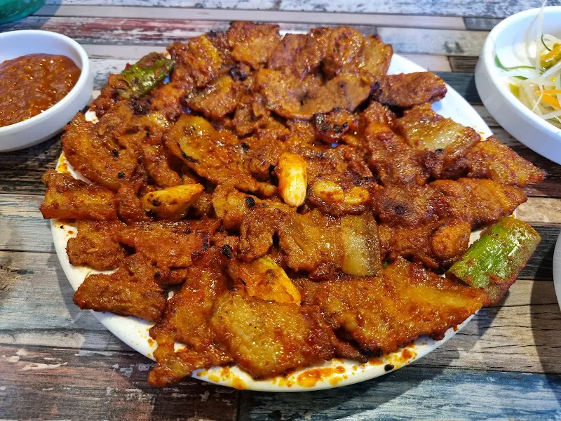 돼지 석쇠구이 클로즈업