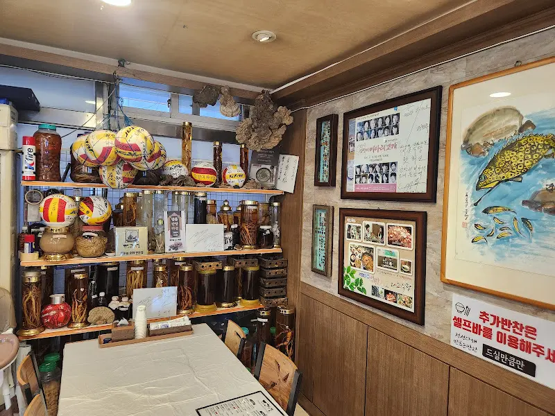 다양한 담금주가 진열된 모습