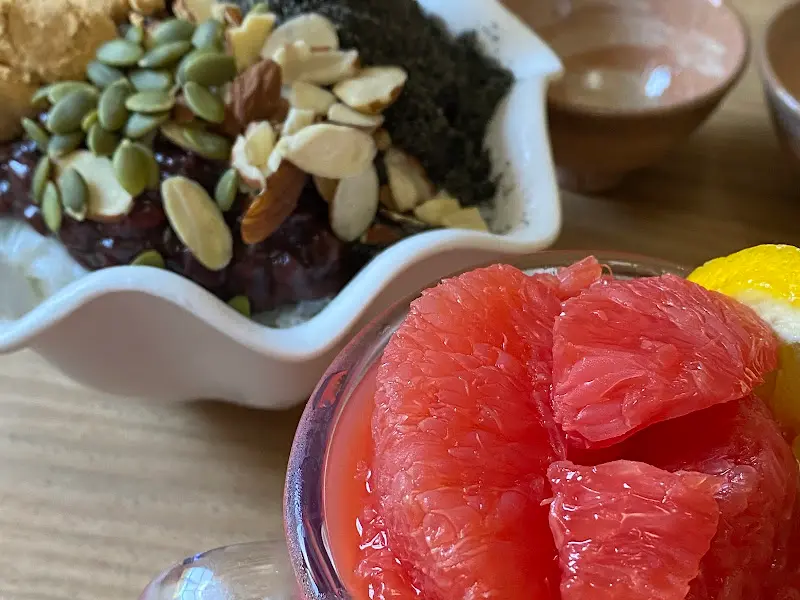 자몽 주스와 팥빙수