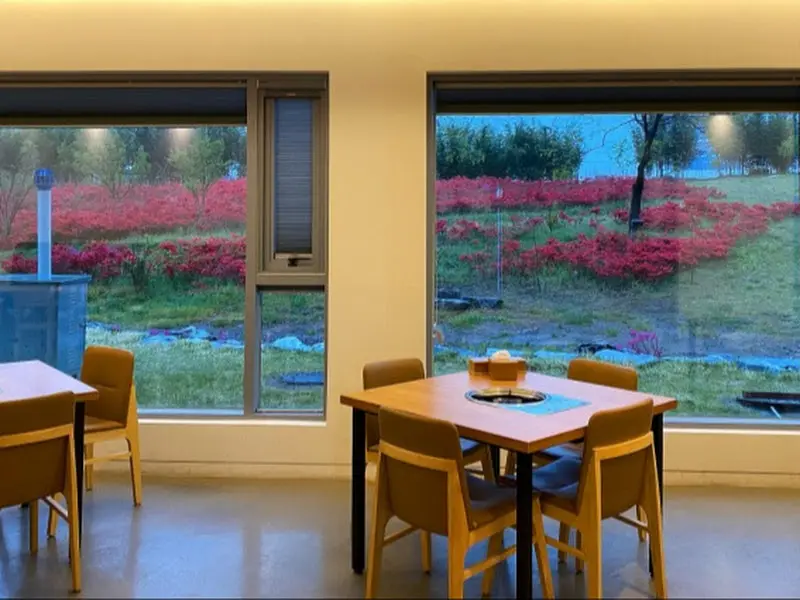 식당 창밖 풍경