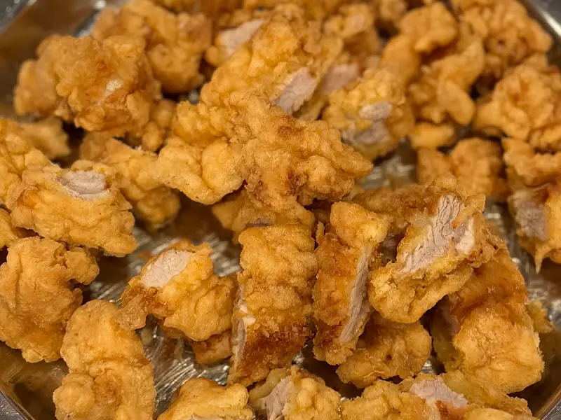 두툼한 탕수육 단면