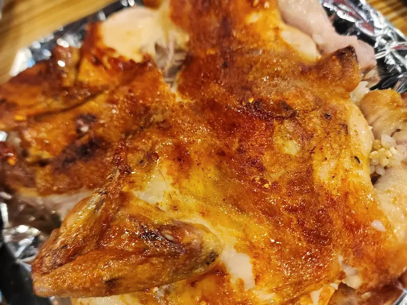 장작구이 통닭 껍질