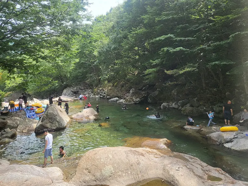 계곡에서 물놀이하는 사람들