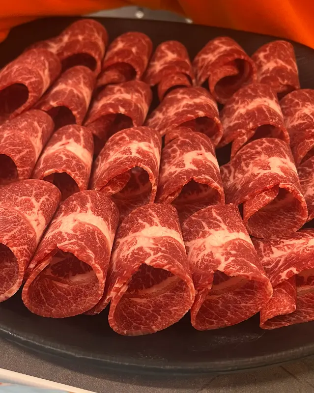 소고기 부채살의 아름다운 마블링