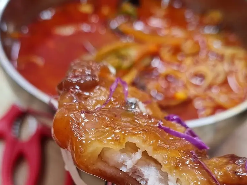 두툼한 탕수육 단면