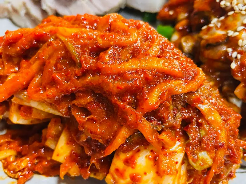 매콤한 김치 클로즈업.