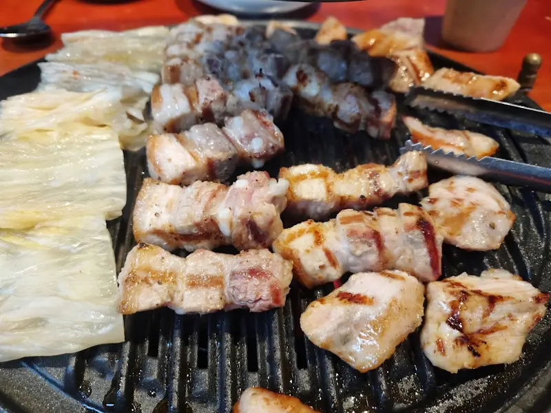 구운 백김치와 삼겹살