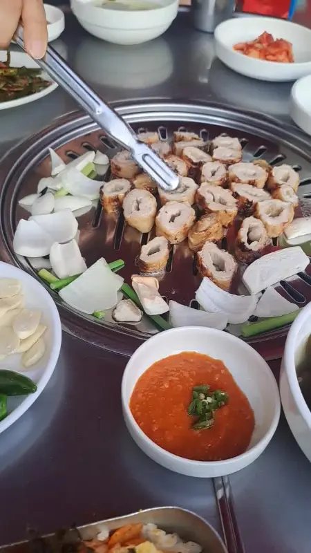 막창 굽는 모습