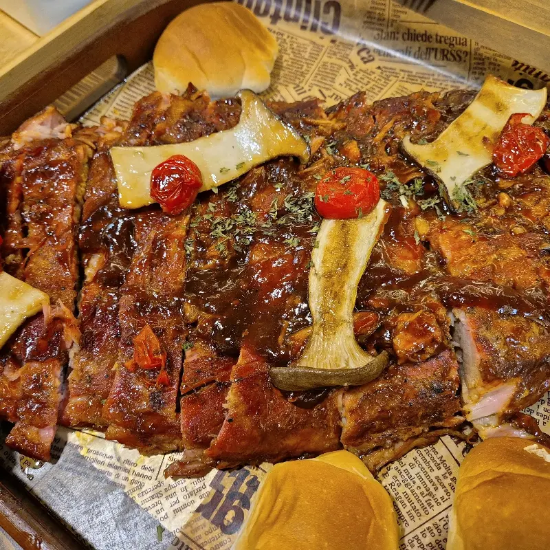 클로즈업한 스페어립 바베큐