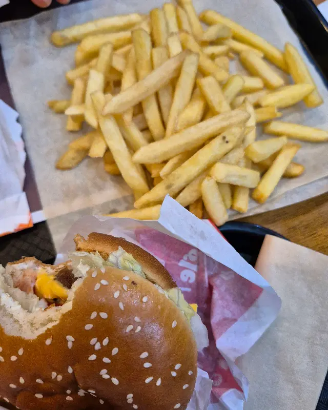 맛있는 햄버거와 감자튀김