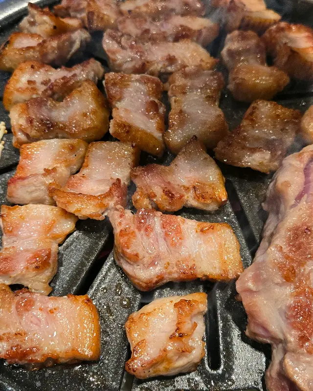 맛있게 구워진 고기 한 점