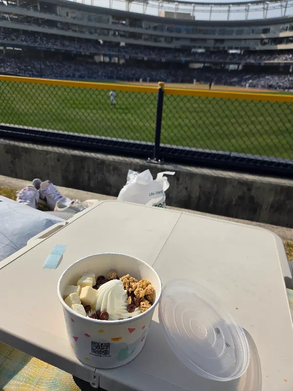 야구장 좌석에서 즐기는 요아정