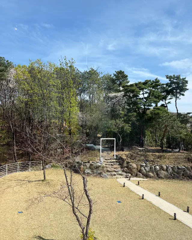 맷돌카페에서 보이는 탁 트인 야외 풍경