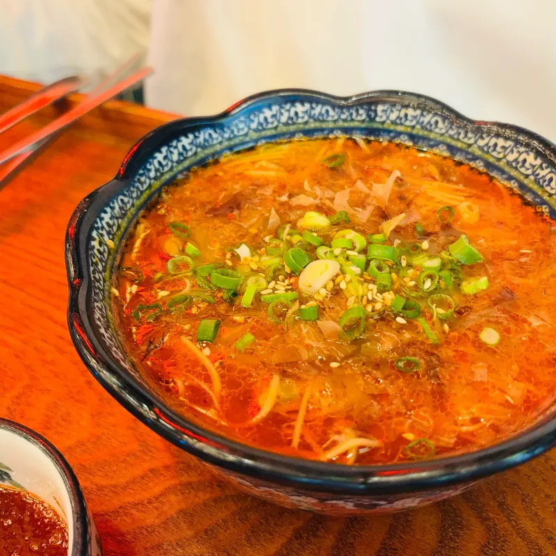 곱창국수의 클로즈업 사진