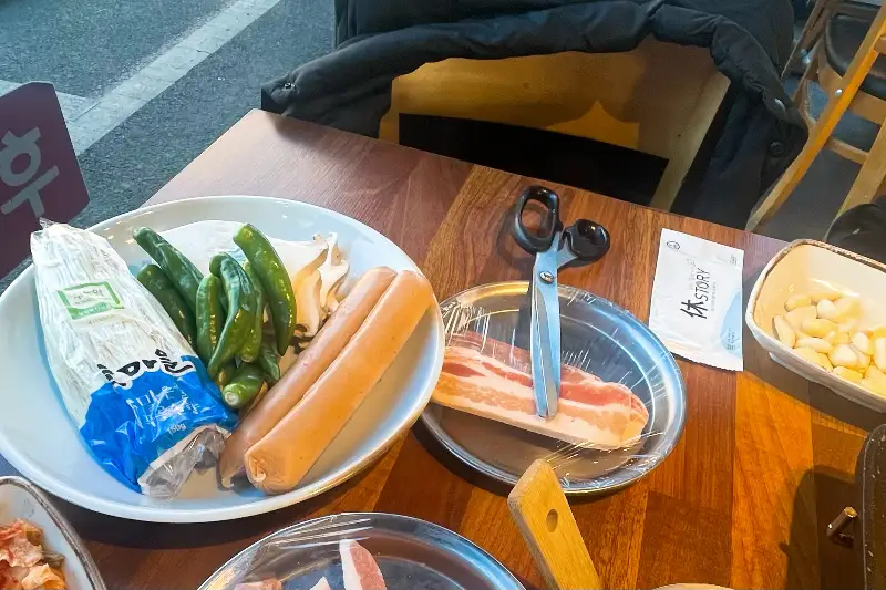 고기와 야채 준비