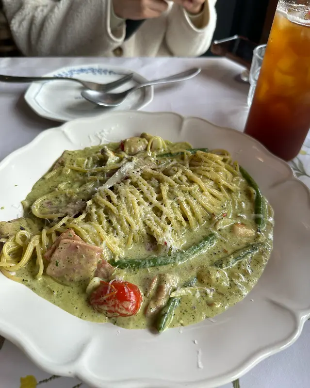 바질크림파스타의 아름다운 모습