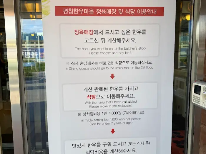 평창한우마을 이용 안내문