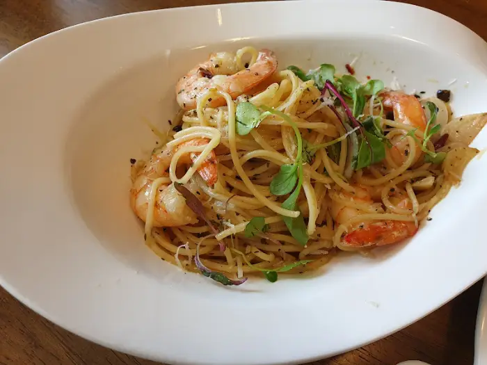 새우 오일 파스타 클로즈업